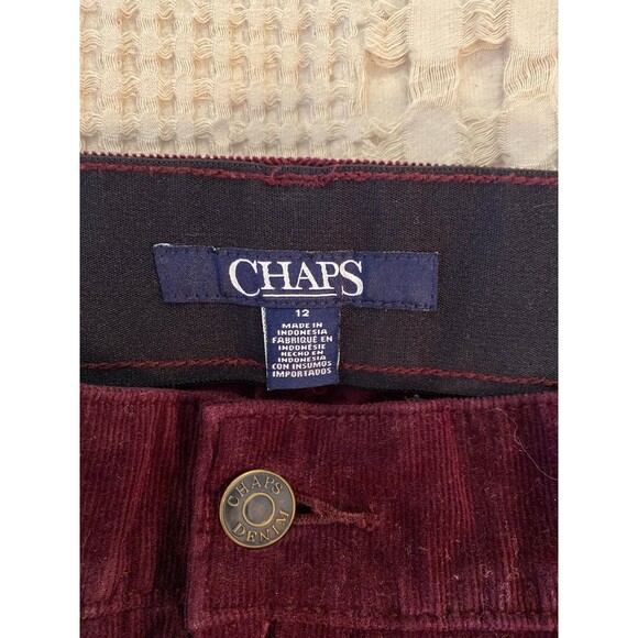Chaps Corduroy Women’s Pants Stretch Waist Size 12 Dark Burgundy EUC Slacks - Picture 7 of 12